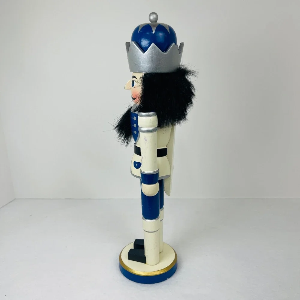 Blue and Silver Wooden Nutcracker King Christmas Holiday Decor 12 Inch